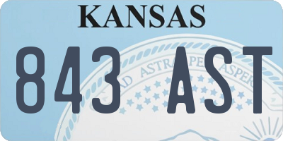 KS license plate 843AST