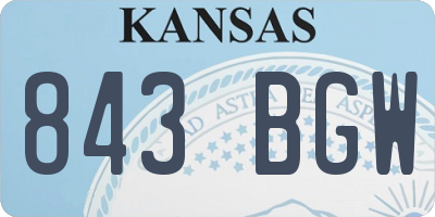 KS license plate 843BGW