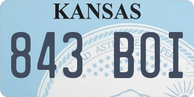 KS license plate 843BOI