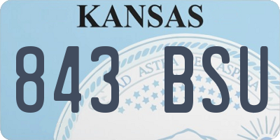 KS license plate 843BSU
