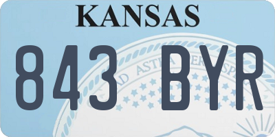 KS license plate 843BYR