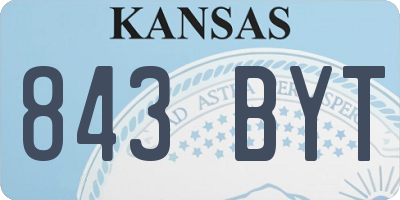 KS license plate 843BYT