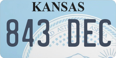 KS license plate 843DEC