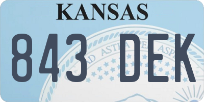 KS license plate 843DEK