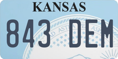 KS license plate 843DEM
