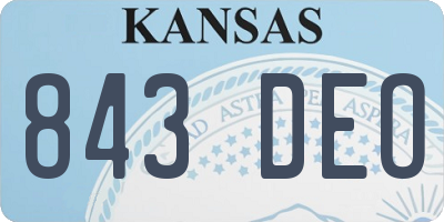KS license plate 843DEO