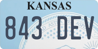 KS license plate 843DEV
