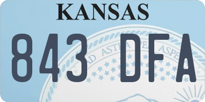 KS license plate 843DFA