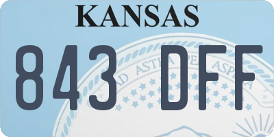 KS license plate 843DFF