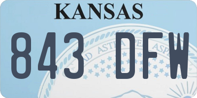 KS license plate 843DFW