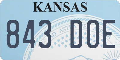 KS license plate 843DOE