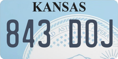 KS license plate 843DOJ
