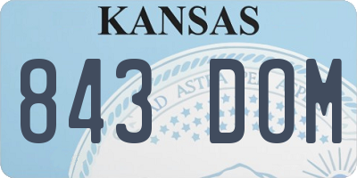 KS license plate 843DOM