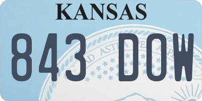 KS license plate 843DOW