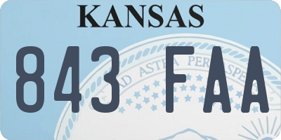KS license plate 843FAA