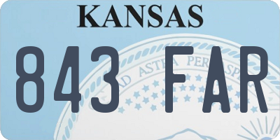 KS license plate 843FAR