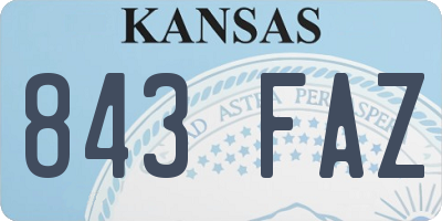 KS license plate 843FAZ
