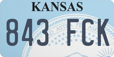 KS license plate 843FCK