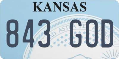 KS license plate 843GOD