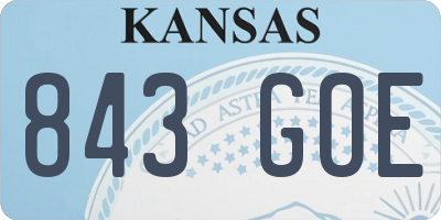 KS license plate 843GOE