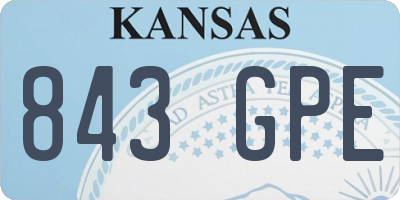 KS license plate 843GPE