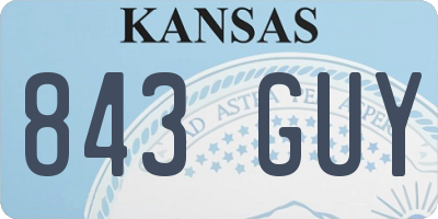 KS license plate 843GUY