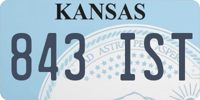 KS license plate 843IST
