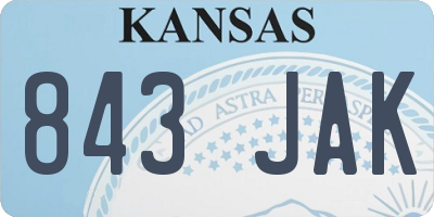 KS license plate 843JAK