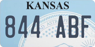 KS license plate 844ABF
