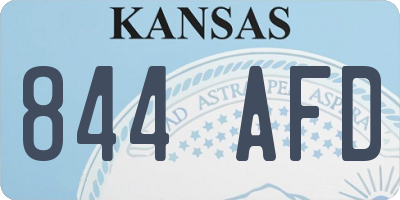 KS license plate 844AFD