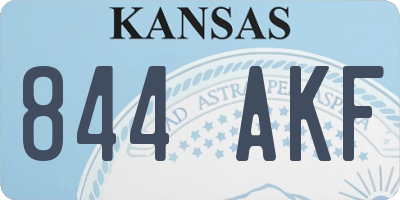 KS license plate 844AKF
