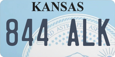 KS license plate 844ALK