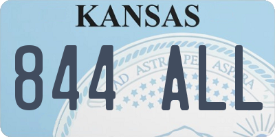 KS license plate 844ALL