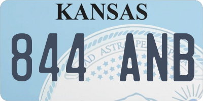 KS license plate 844ANB