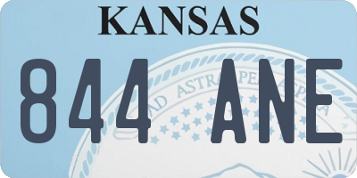 KS license plate 844ANE