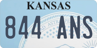 KS license plate 844ANS