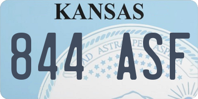 KS license plate 844ASF