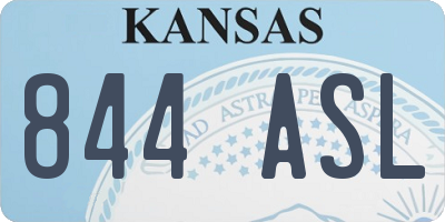 KS license plate 844ASL
