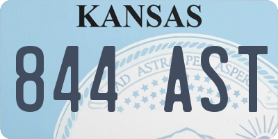 KS license plate 844AST