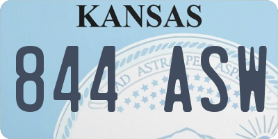 KS license plate 844ASW