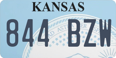 KS license plate 844BZW