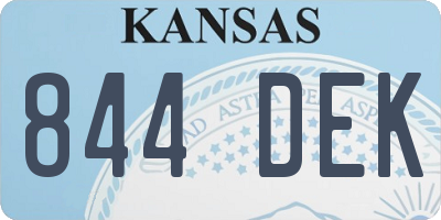 KS license plate 844DEK