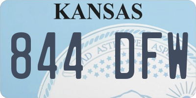 KS license plate 844DFW