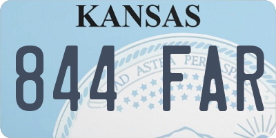 KS license plate 844FAR