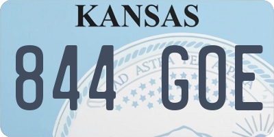 KS license plate 844GOE