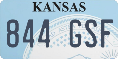 KS license plate 844GSF