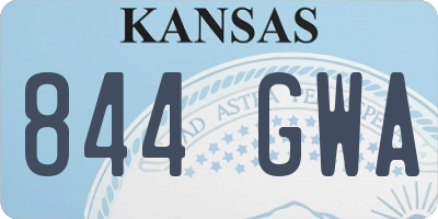 KS license plate 844GWA