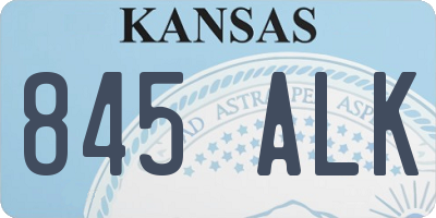 KS license plate 845ALK