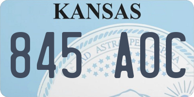 KS license plate 845AOC