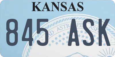 KS license plate 845ASK